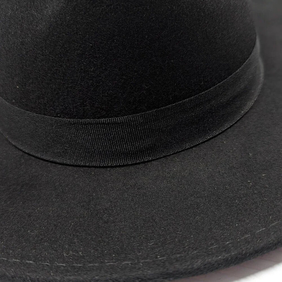 Aqua Women's Black Wool Fedora Hat with Black Ribbon Band O/S (MSRP $88) - Picture 3 of 7
